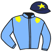 casaque portée par Belmont Cés. jockey du cheval de course PONTY, information pmu ZETURF