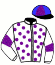 casaque portée par Lamaziere L. jockey du cheval de course IXION DE VANDEL, information pmu ZETURF