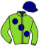 casaque portée par Grandin M. jockey du cheval de course NOSHOWONFRIDAY, information pmu ZETURF
