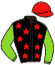 casaque portée par Veron F. jockey du cheval de course KADIRA DU CROATE, information pmu ZETURF