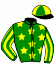 casaque portée par Laloum S. jockey du cheval de course GOLD DE LA COTE, information pmu ZETURF