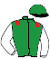 casaque portée par Le Boeuf V. jockey du cheval de course GLYSANDRINE (IE), information pmu ZETURF