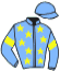 casaque portée par Blot Mme M. jockey du cheval de course HINATA, information pmu ZETURF