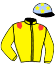 casaque portée par Gence F. jockey du cheval de course JYLVIE DE GUEUDE, information pmu ZETURF