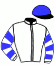 casaque portée par Raffin E. jockey du cheval de course JASMINE DE VAU, information pmu ZETURF