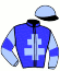 casaque portée par Barrier A. jockey du cheval de course JOKER DE CHOISEL, information pmu ZETURF