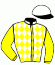 casaque portée par Thomain D. jockey du cheval de course HERCULE DE LEAU, information pmu ZETURF