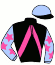 casaque portée par Saussaye V. jockey du cheval de course LE JIBAY, information pmu ZETURF