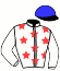 casaque portée par Raffin E. jockey du cheval de course LUCKY SIBEY, information pmu ZETURF