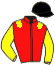 casaque portée par Souloy Mlle E. jockey du cheval de course IRON MIJACK, information pmu ZETURF