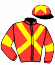 casaque portée par Journiac H. jockey du cheval de course SIMFAUST, information pmu ZETURF